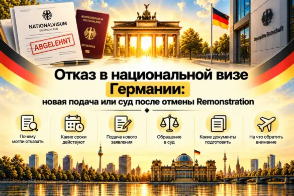 Отказ в национальной визе Германии: новая подача или суд после отмены Remonstration